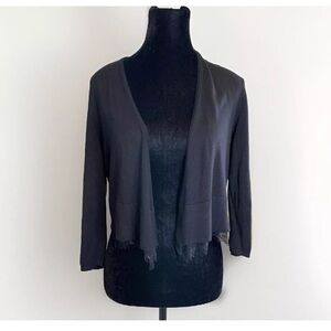 Tommy Hilfiger Cardigan Top Sz S Black Lace Trim Crop Dark Alternative Cottage